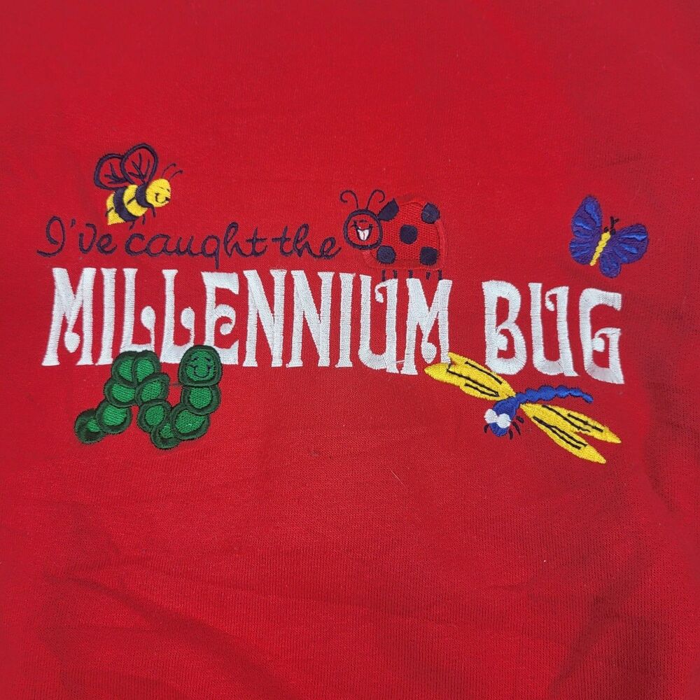 Vintage Y2K Sweatshirt Women's Large Millennium Red Embroidered Size L - Picture 5 of 10